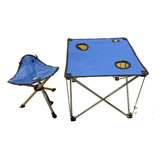 Set De Camping Mesa Plegable + Silla Tripode