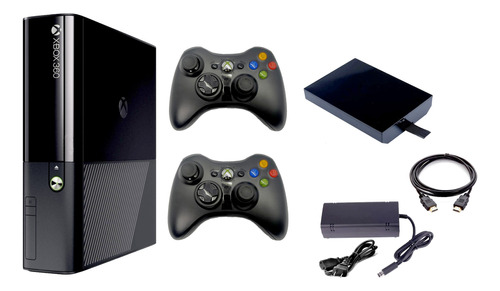 Xbox 360 Ultra Slim E 5.0 + Disco 320gb 200j +2 Controles +e
