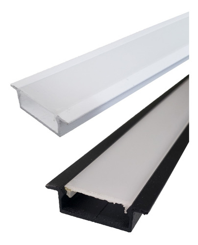 Perfil Embutir Slim 8m P/ Duas Fitas De Led 43mm Aluminio 