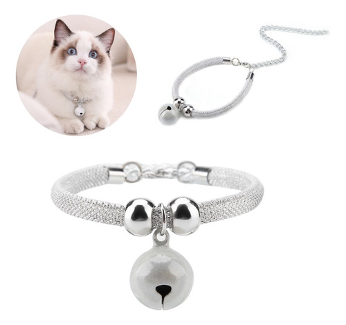 Gato Collar Ajustable Collar De Mascota Con Campana Blanca