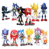 Kit De 12 Miniaturas Robotnik Knuckle Super Sonic Boom Tails