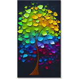 Cuadro Decorativo Árbol Hojas De Colores En Lienzo