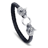 Pulseira Viking Lobo Fenris De Couro