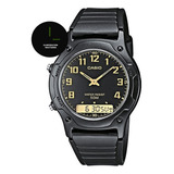 Reloj Casio Aw-49h-1bvdf En Resina Hombre Color De La Correa Negro Color Del Fondo Negro