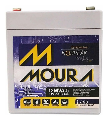 Bateria Nobreak Vrla Sms/apc/tsshara 12v 5ah Moura 