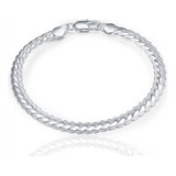 925 Pulsera Plata Fina Ley Cadena 6mm 19cm Hombre Y Mujer