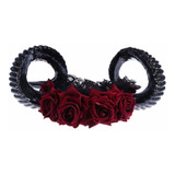 Lurrose Rose Horn Headband Gothic Sheep Horn Lace Headband D