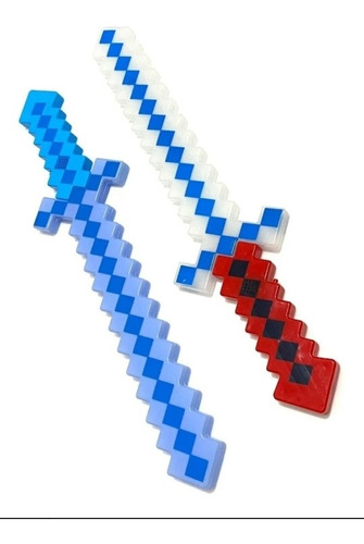Kit 2 Espada Minecraft Diamante Brinquedo Youtuber Som/luzes