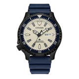 Reloj Citizen Promaster Dive Ny0137-09a Original E-watch Color De La Correa Azul Color Del Bisel Pvd Negro