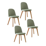 Silla De Comedor Vita Meet Nórdica Eames Makom Con Asiento Plástico Tapizado Verde Pastel Y Patas De Madera De Haya X4 Unidades