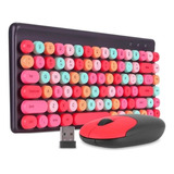 Kit Teclado E Mouse Sem Fio Wireles Usb Pc Notebook Colorido