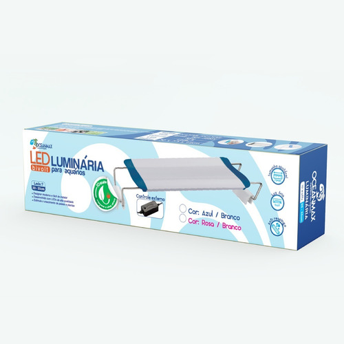 Luminária Led Aquário 80a85cm Azul/branco 60leds 30w Bivolt 110v/220v