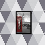 Quadro Cabine Telefônica Londres Vermelha 24x18cm