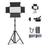 Iluminador Led Painel U800+fonte+2baterias+carreg+tripe 2m T