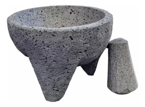 Molcajete Tradicional De Piedra Volcánica Artesanal 8 Pulgad