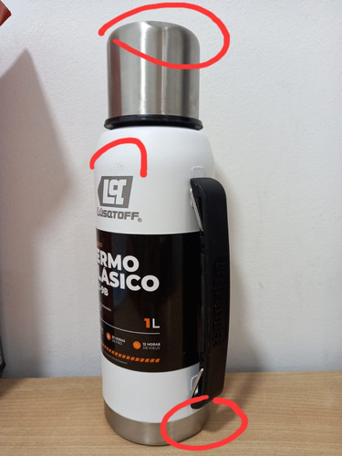 Termo Acero Inoxidable Lüsqtoff 1 Lt Blanco Frío Calor Usado