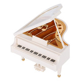 Caja De Música De Piano Blanca 4.9x4.7x5.7in Abs Mini Adorno