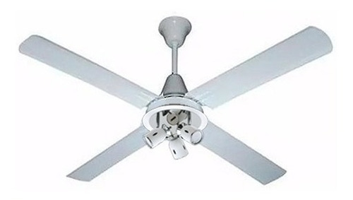 Ventilador De Techo Blanco 4 Palas + Plafon 3 Luces Niza Tg