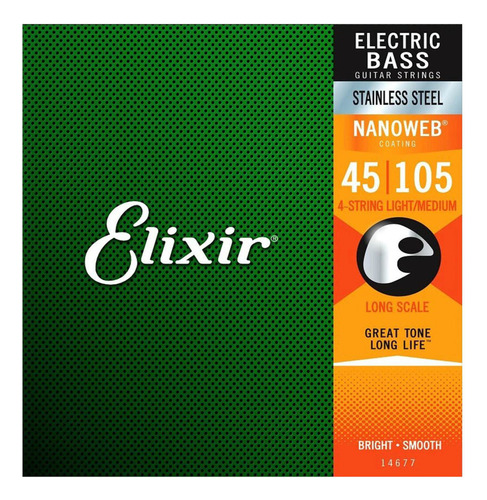 Encordado Bajo Elixir Stainless Steel Long Scale 45-105