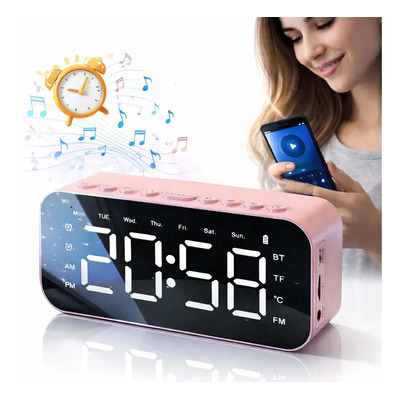 Reloj Digital Parlante Bluetooth Soporte Celular Despertador Color Rosa Wonder Atelier De Brillo Color Negro,despertador bluetooth,despertador bocina,reloj despertador bocina,reloj despertador digital | Meses sin interés