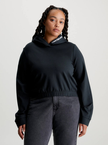 Sudadera Cropped Negro Calvin Klein De Mujer
