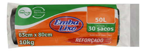 Saco Para Lixo 50l Embalixo 30 Unidades