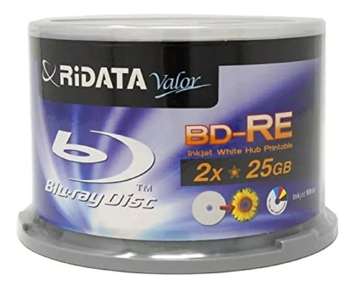 Blu-ray Ridata Bd-re 25gb 1-2x Printable 50 Peças