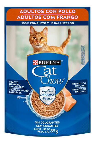 Caja Pouch 15 Unidades X 85g Cat Chow Adultos Con Pollo