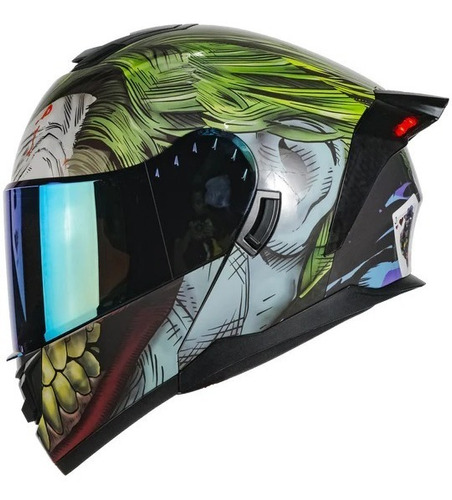 Casco Motociclista Joker/guasón Abatible C/luz Led Cert Dot