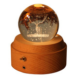 Bola De Cristal Base De Haya De Madera Led 3d  Brillo G...