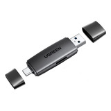 Leitor De Cartão 2 Em 1 Ugreen 80191 Usb A + Usb-c