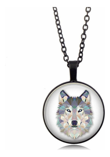 Collar Cadena Cristal Lobo Vikingo Escandinavo Hombre Mujer