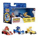 Pack 3 Carrinhos De Metal Racing Sonic Tails Eggman - Jakks