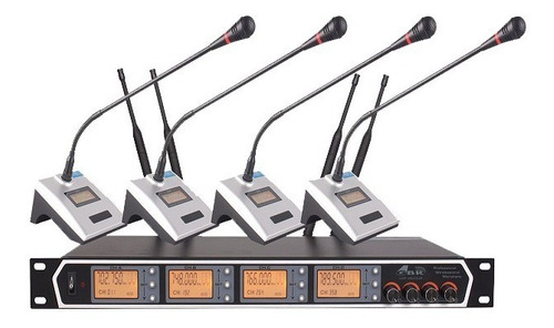 4 Microfonos Inalambrico Uhf Para Conferencia Gbr 2633jp