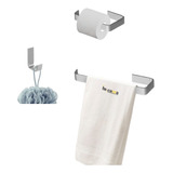 Kit Acessórios Banheiro Lavabo Quadrado Polido 3 Peças