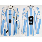 Camisa Oficial Futebol Argentina adidas #9 Manga Longa 96/97