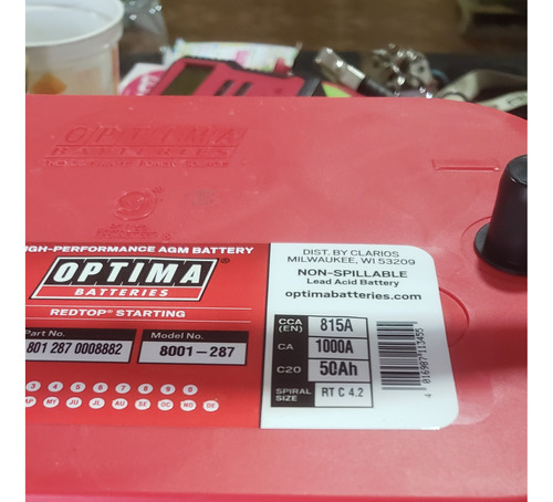 Bateria Optima Gel Red Top, Ciclo Profundo 800 Cca