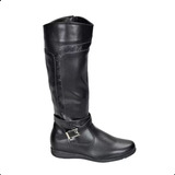 Bota Mooncity Feminina Cano Alto Rasteira Preta