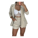 Conjunto Max Blazer E Short Acinturado Linho 