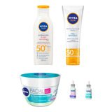 Kit Nivea Protector Solar Piel Sensible, Sueros Y Gel Facial