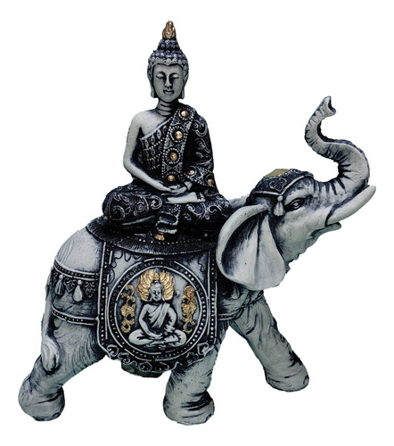 Adorno De Resina Buda Meditando En Elefante #247
