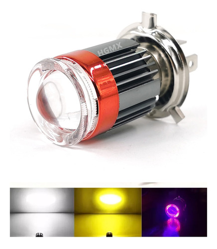 Faro Foco Moto Led H4 Amarillo Blanco Ojo Demonio Rojo/azul