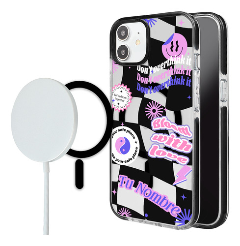 Funda Para iPhone Magsafe Para Mujer Nombre Cuadros Stickers