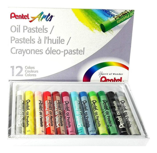 12 Pasteles Gises Tizas Aceite Pentel Arts Redondos Colores