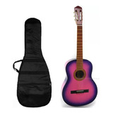 Guitarra Criolla Clásica Con Funda + Púa Color Rosa  