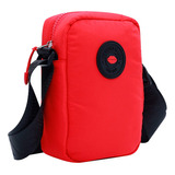 Morral Las Oreiro Bandolera Urbana Acolchada Celular Llaves Color Rojo Correa De Hombro Negro Diseño De La Tela Liso