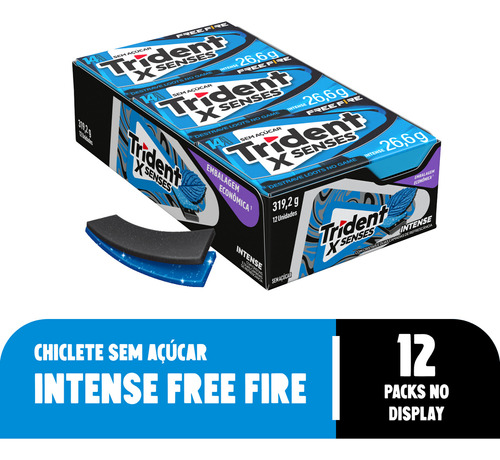 Trident Chiclete Intense 12 Unidades De 26,6g Edição Especial Free Fire