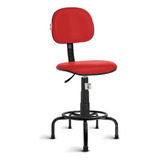 Cadeira Caixa Alta Balcao Secretaria C/ Aro Rv Vermelho