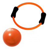 Kit Arco Alaranjado Anel Flexível Pilates + Over Ball 25cm