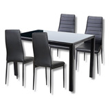 Juego De Comedor Mesa Vidrio 120 Cm Con 4 Sillas Benkel